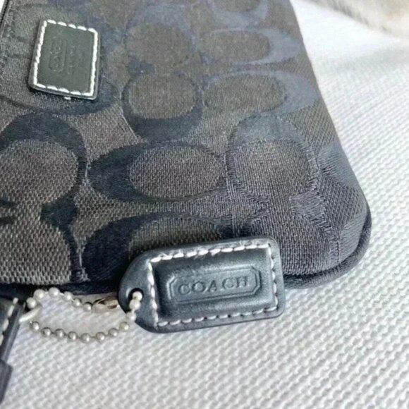 Coach Black Monogram Jacquard Leather Wristlet Wallet Small Designer Bag - Picture 3 of 7